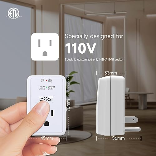 Miniatura 4 de BXST Protector contra sobretensiones para refrigerador, enchufe redondo, protector contra sobretensiones, para oficina en casa, 1 tomacorriente,