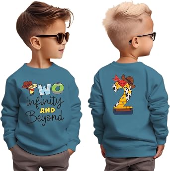 GLIGLITTR 2nd Birthday Boy Sweatshirt Two Year Old Toddler Boys Second Bday Party Outfits Western Cowboy Space Cartoon Shirts