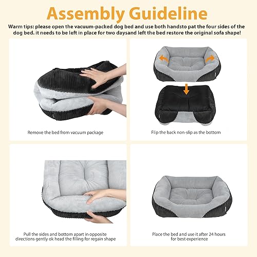 Miniatura 5 de Cama ortopédica lavable para perros, suave y relajante con parte inferior antideslizante, cama duradera para cachorros de felpa para dormir y