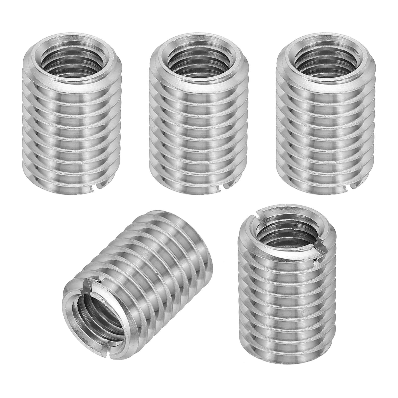 TOP-VIGOR 5 Pcs 316 Stainless Steel Threaded Inserts, M14 x 2 Male to M10 x 1.5 Female Reducing Nut, Repair Insert Nuts for Stripped Metal Threads 20mm