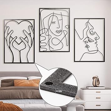 QIEGL 3 Pack Metal Wall Decor (Black Coating with Silvery Sparkling)