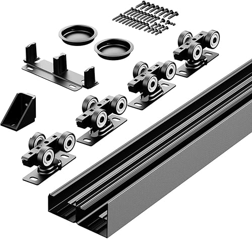 Miniatura 1 de SMARTSMITH Kit de herrajes para puerta de derivación de 6 pies, con 2 dedos pul, para armario, sala de almacenamiento, juego de herrajes para puerta