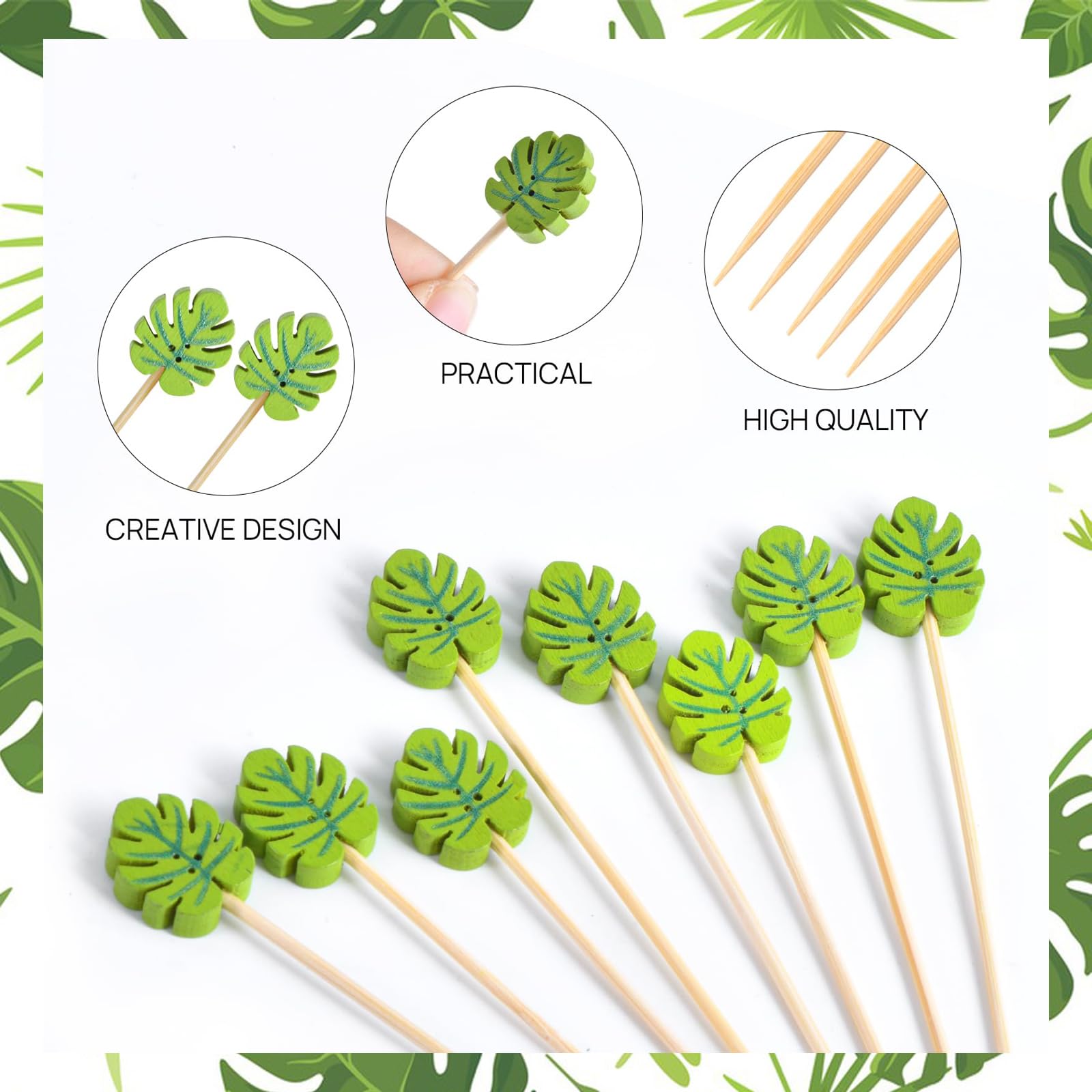 Lysjoy Palillos para Aperitivos Verano, 100 PCS Brochetas de Cóctel Palillos Decorativos, Decorativos Cocktail Fruta Decoraciones para Fiestas en la Playa y Cumpleaños de Verano (C)