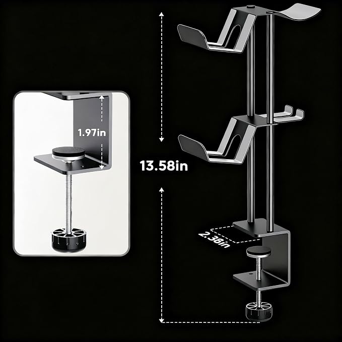 Soporte para auriculares y control con abrazadera de aluminio miniatura 6