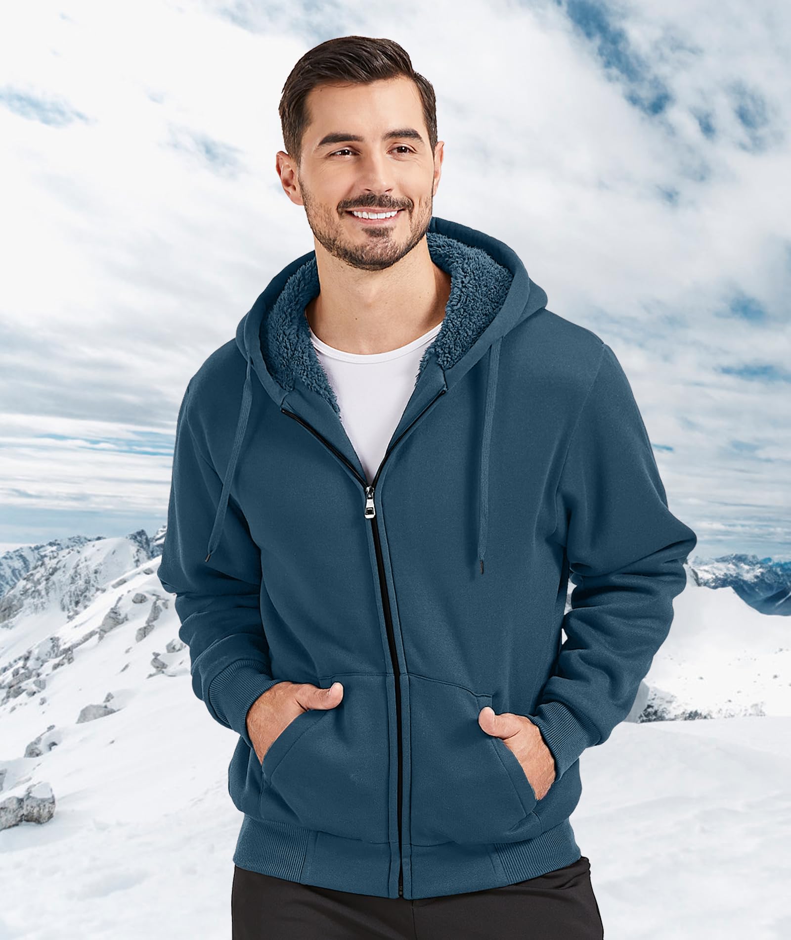 JACKETOWN Felpa con Cappuccio da Uomo Thickened Hoodie Giacca Invernale in Pile Calda