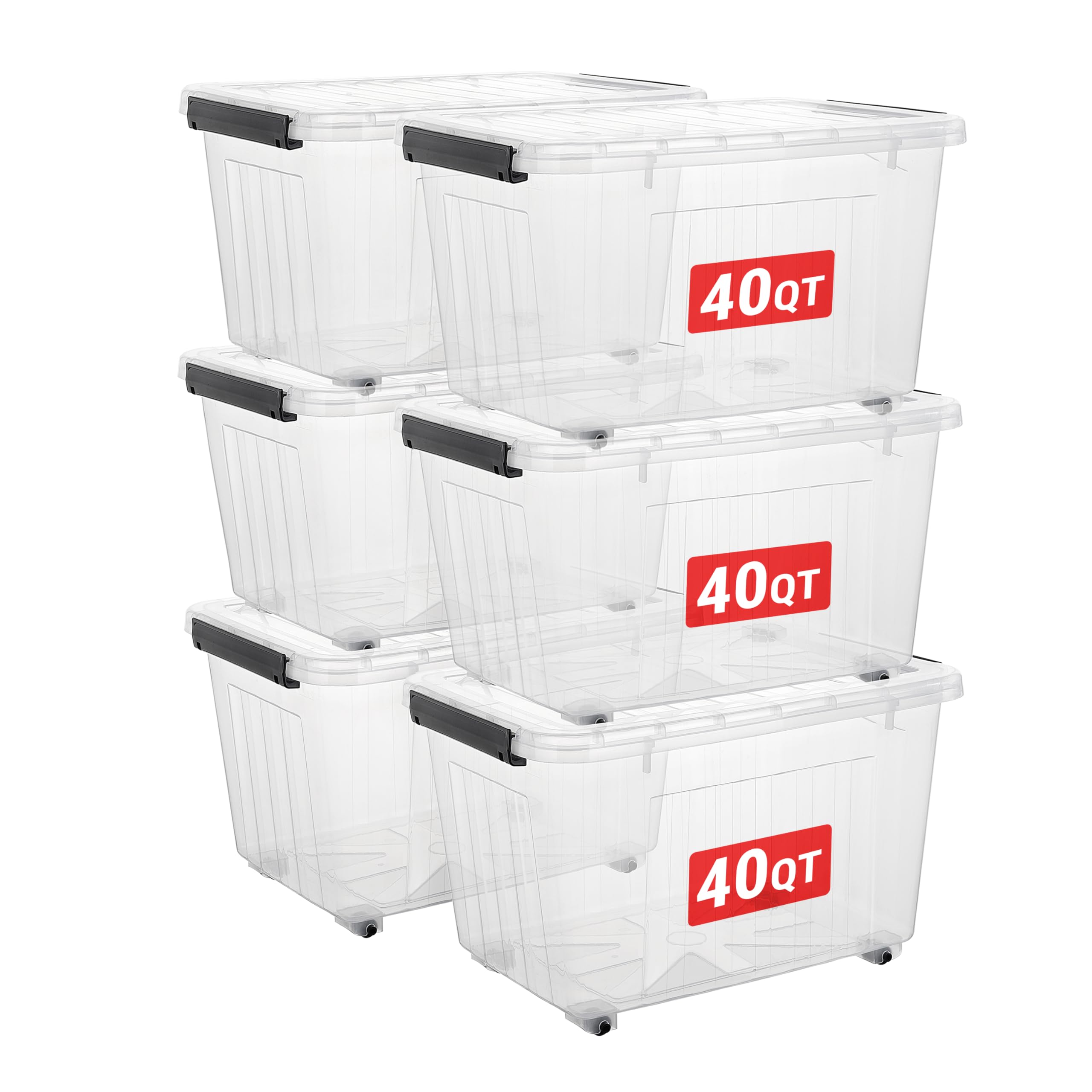 Amazon.com - Cetomo Plastic Storage Bins, Lidded Storage Box with