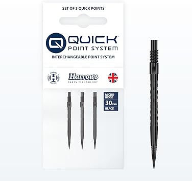 Harrows Micro Grip Quick Points   Precision CNC-Milled Dart Points with Enhanced Finger Grip & No-Break Design   Fast Swap Quick Point System