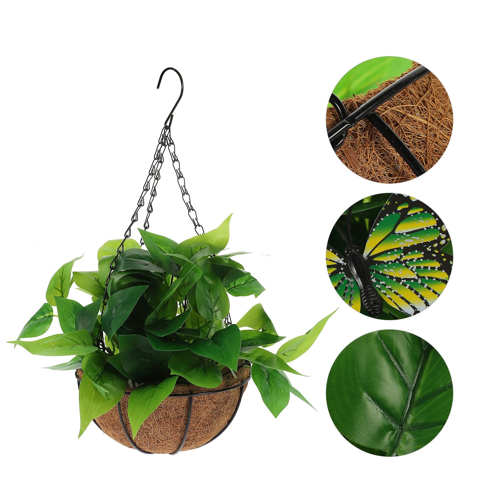 Tofficu Epipremnum Aureum Artificiale Sospeso con Cesto in Fibra di Cocco, Pianta Finta Decorativa per Casa e Ufficio, Ornamento Vegetale per Interni, Piante Artificiali Sospese
