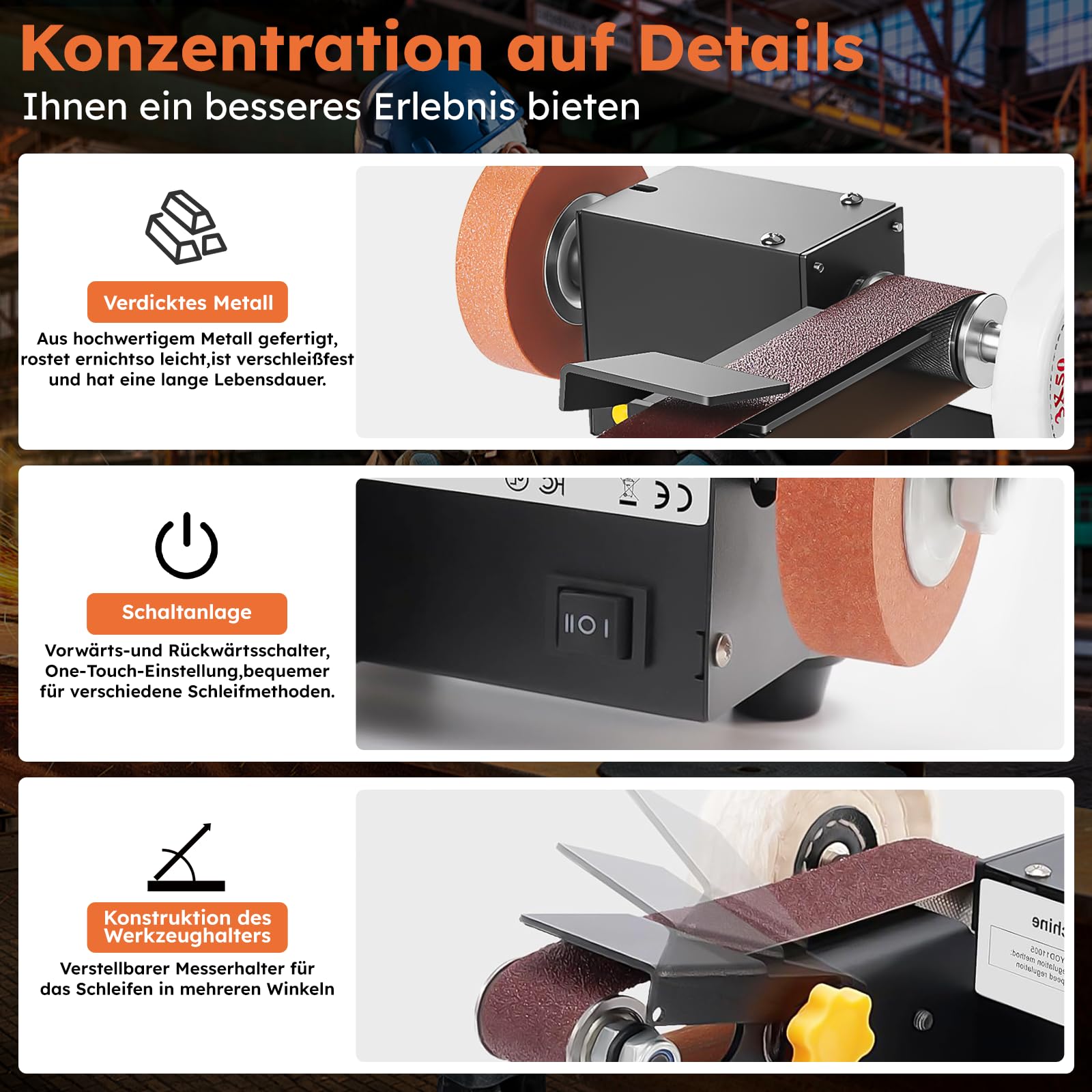 Mini Bandschleifer, 350W Elektrischer Bandschleifer, 7-Stufig Verstellbarer Polierer, DIY Polierschleifmaschine mit 10 Schleifbänder Geliefert, Schleifscheibe und Polierscheibe zum Polieren von Holz