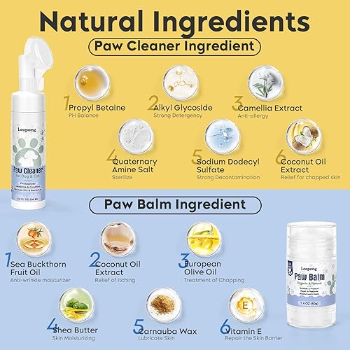 Miniatura 2 de Leopong Kit de cuidado de patas de perro, limpiador de patas de perro para perros grandes, medianos y pequeños, XL, bálsamo para patas de perro para