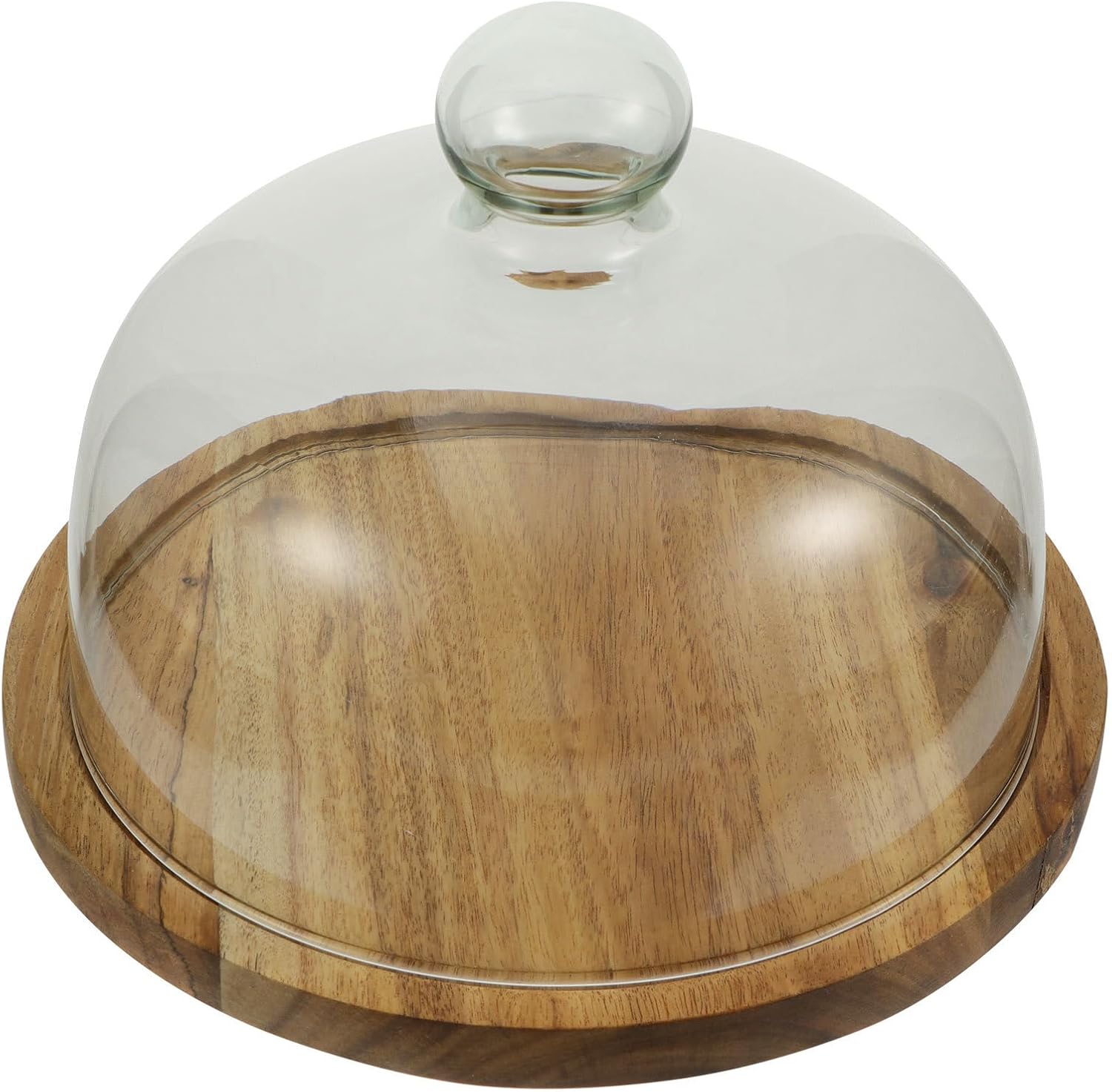 Cake Stand with Glass Dome Cover and Tray 24.5cm Diameter Cake Display Dome Dustproof Food Cover for Kitchen Dessert Serving