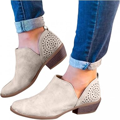 Amazon.com: Aniywn Botines de tacón bajo para mujer, con corte grueso,  zapatos occidentales perforados, punta redonda, tacón cuadrado : Ropa,  Zapatos y Joyería