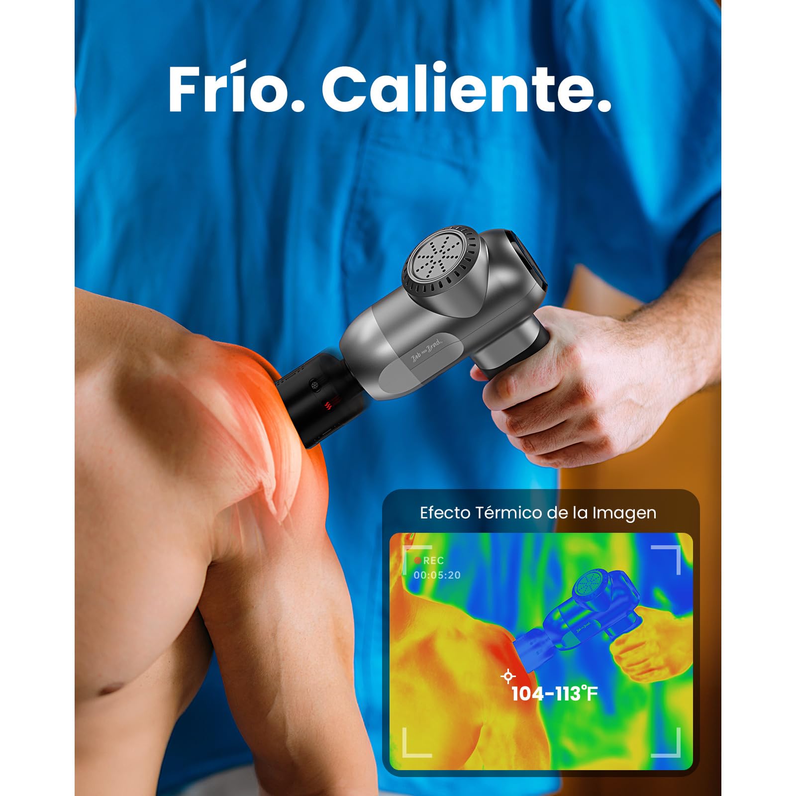 Bob and Brad C2 Pistola de Masaje con Terapia de Calor y Frío, Pistola Masajeadora de Tejido Profundo con Calor, para el Hogar, Gimnasio, Oficina, Recuperación, Alivio del Dolor y la Fatiga