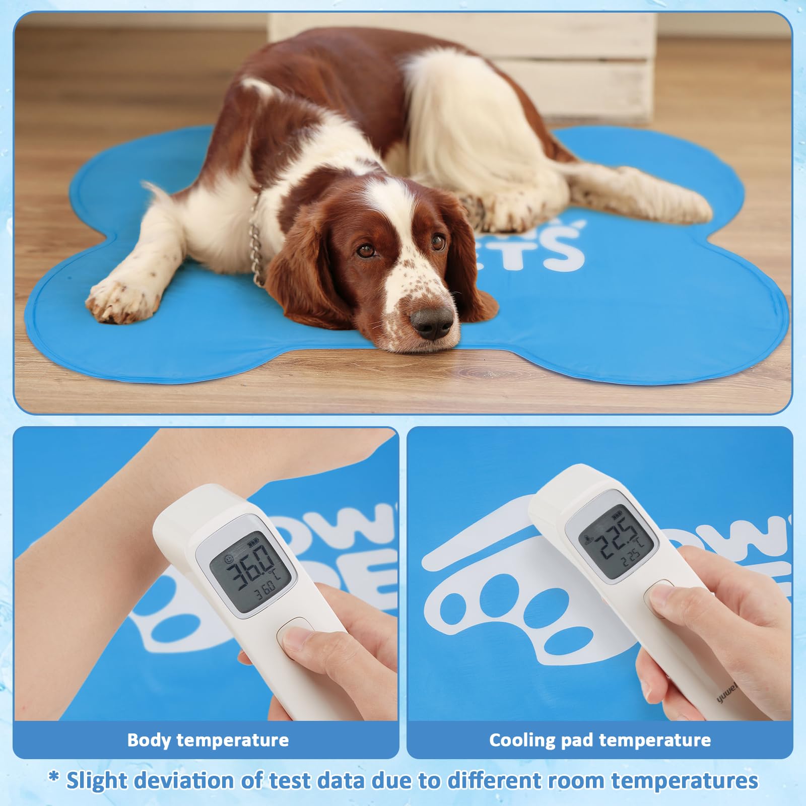 Ownpets Tappetino refrigerante in gel per animali domestici, 100 x 71 cm, non necessita di acqua, tappetino per ghiaccio in tessuto Oxford, per cani e gatti, durevole e atossico (blu)