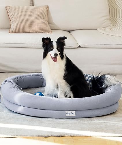 Miniatura 9 de Cama ortopédica para perros pequeños y medianos, sofá cama para mascotas con espuma estilo caja de huevos, refuerzo de 4 lados, colchón reversible,