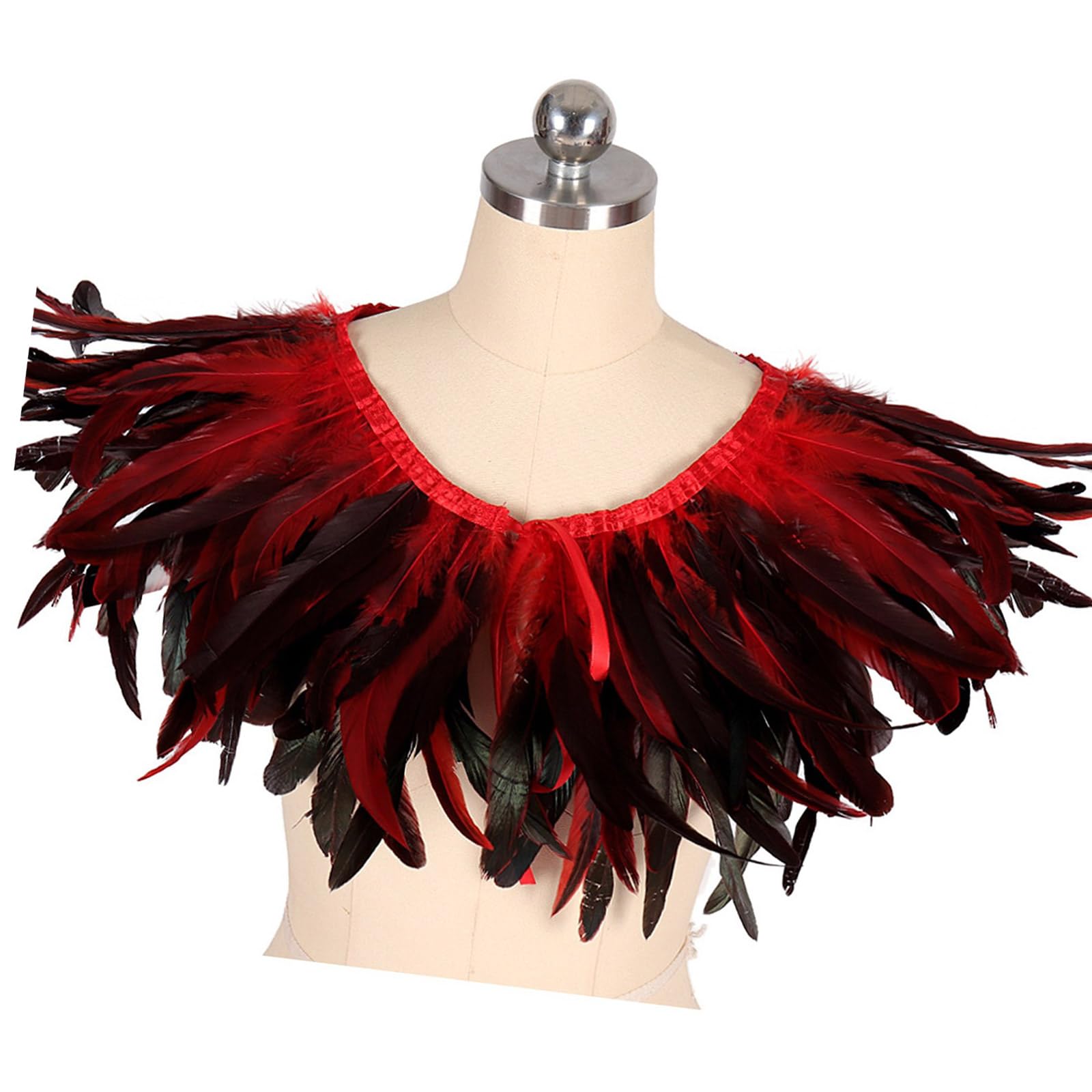 MICFENY Masquerade Crow Feathered Cloak Easy Fold Portable For Any Occasion Shoulder Wrap Jewelry