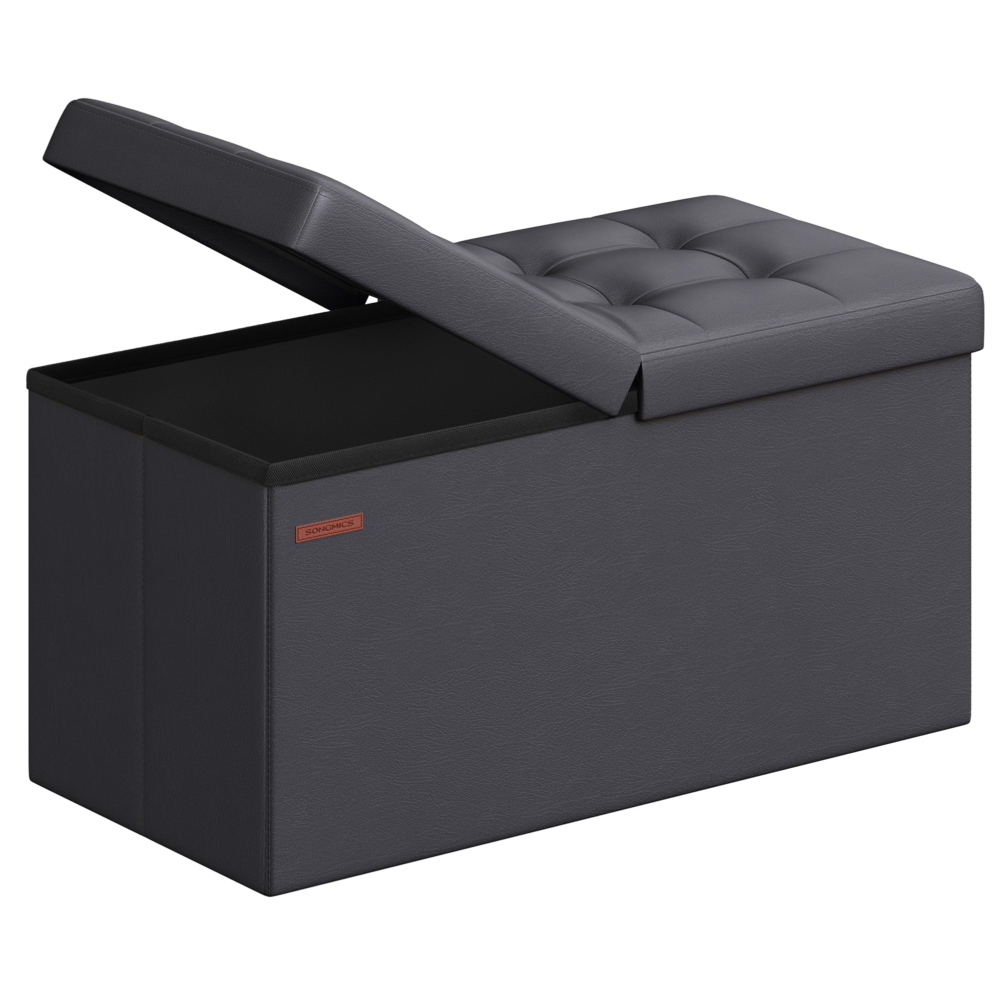 SONGMICS 30 Inches Folding Storage Ottoman Bench with Flipping Lid