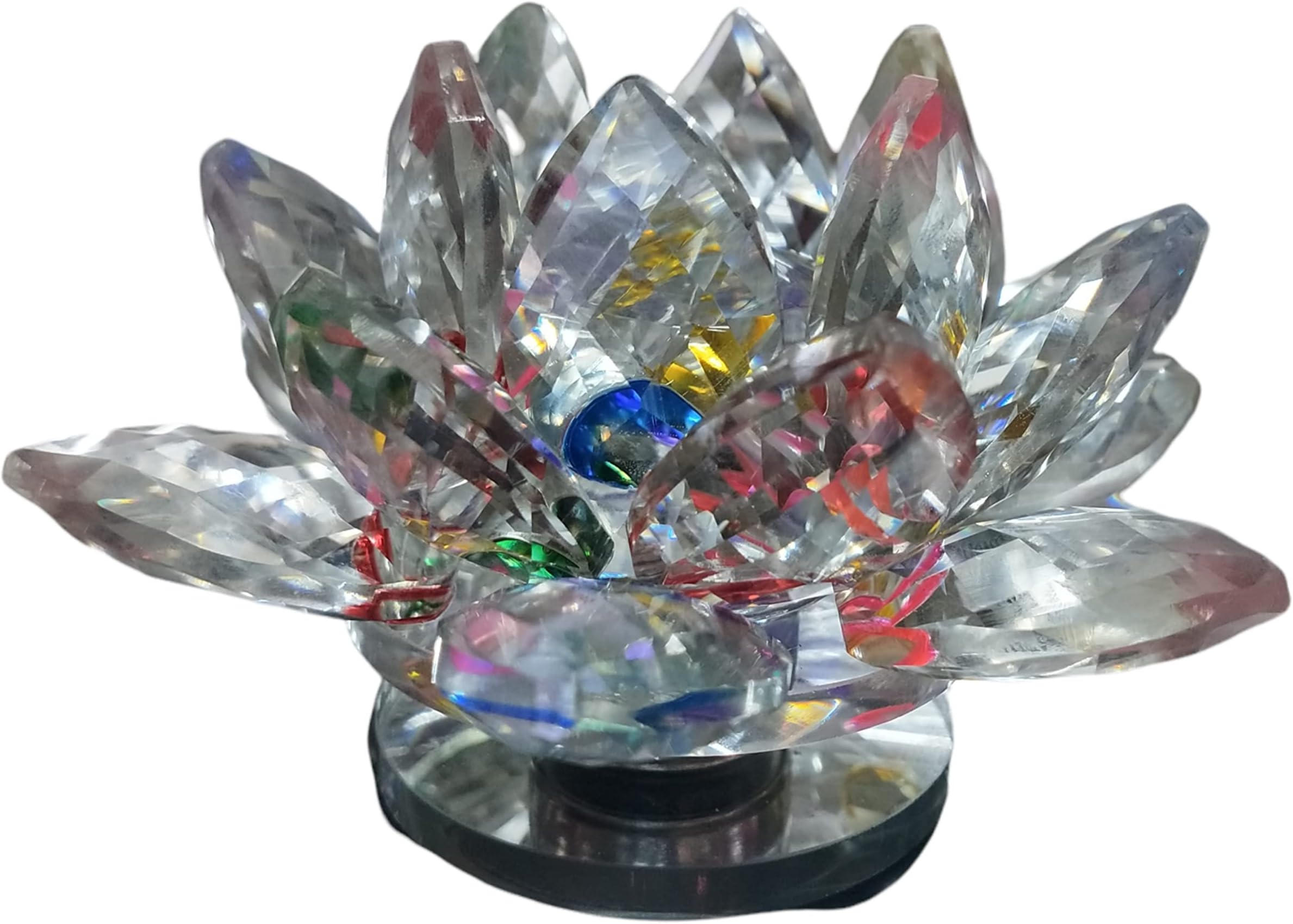 DUL DUL ? Crystal Lotus Flower Fengshui,Crystal Lotus Flower for Positive Energy,Good Luck,Multicolour Rotating Crystal Lotus Flower.Decorative Showpiece for Home Decor.Decor for car Dashboard.