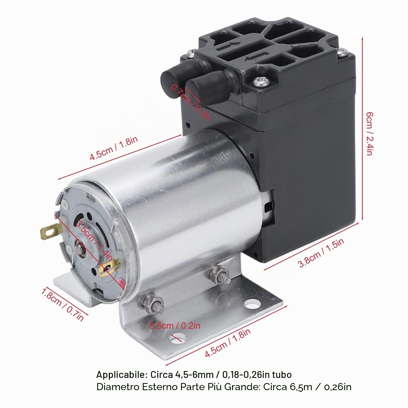 Tyenaza Pompa per Vuoto 12V, Mini Pompa a Vuoto a Pressione, 5L/Min 120Kpa Pompa di Aspirazione del Vuoto con Pompaggio di Aspirazione a Pressione Negativa con Supporto
