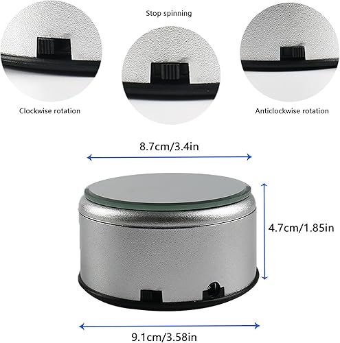 Miniatura 2 de Base de pantalla LED de 4 pulgadas y 7 LED, soporte giratorio de cristal para arte de cristal + base giratoria de 4 pulgadas de 360 grados para vasos