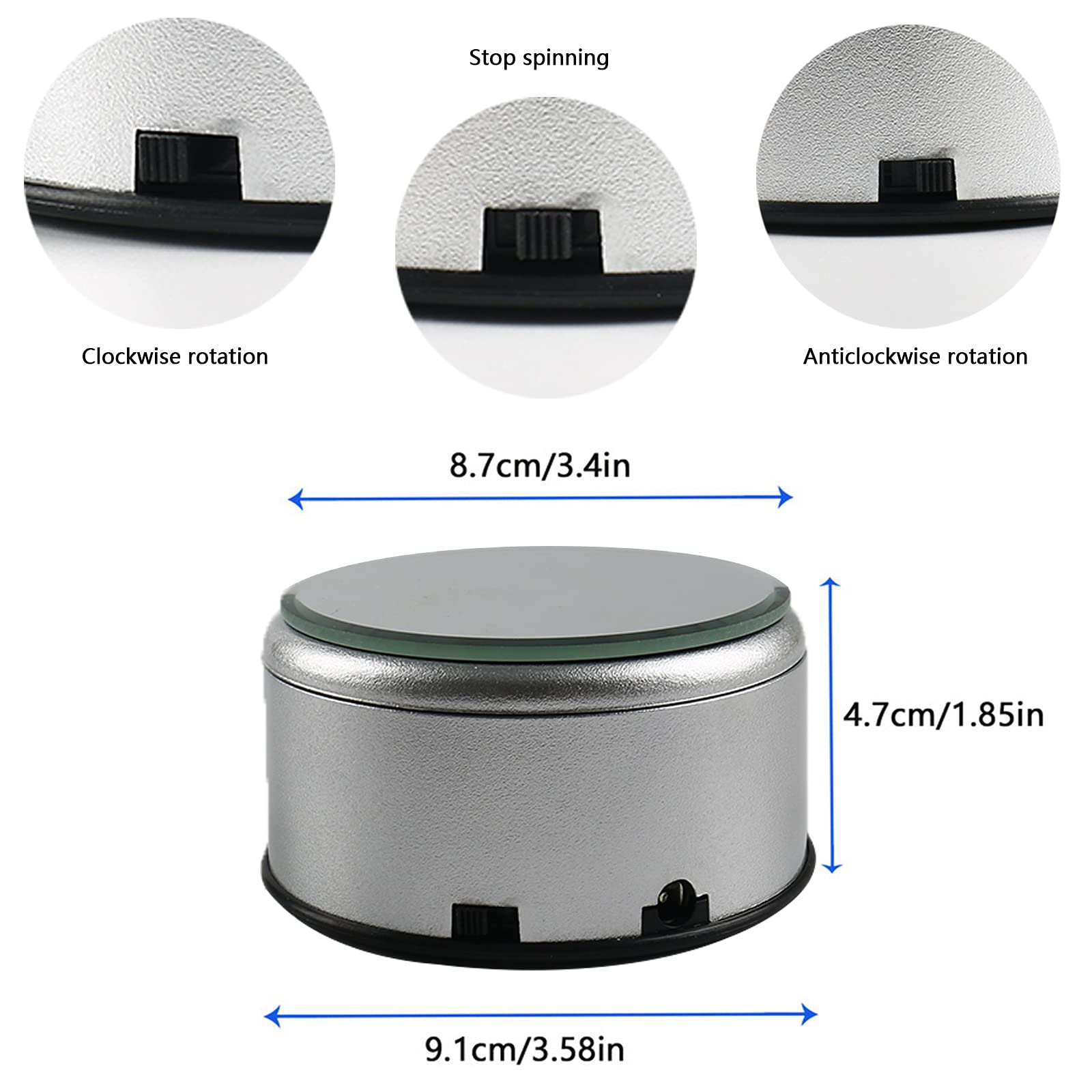 4 inch 7 LED Display Base for Crystal Glass Art, Colorful Light Rotating Crystal Display Base Stand with AC Adapter for Tumbler Collections Figurine Jewelry