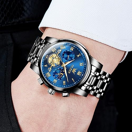 Miniatura 2 de OLEVS Relojes para Hombres de Lujo de Acero Inoxidable, Relojes de Vestir para Hombre, Reloj de Muñeca Analógico de Cuarzo de Gran Tamaño con Forma