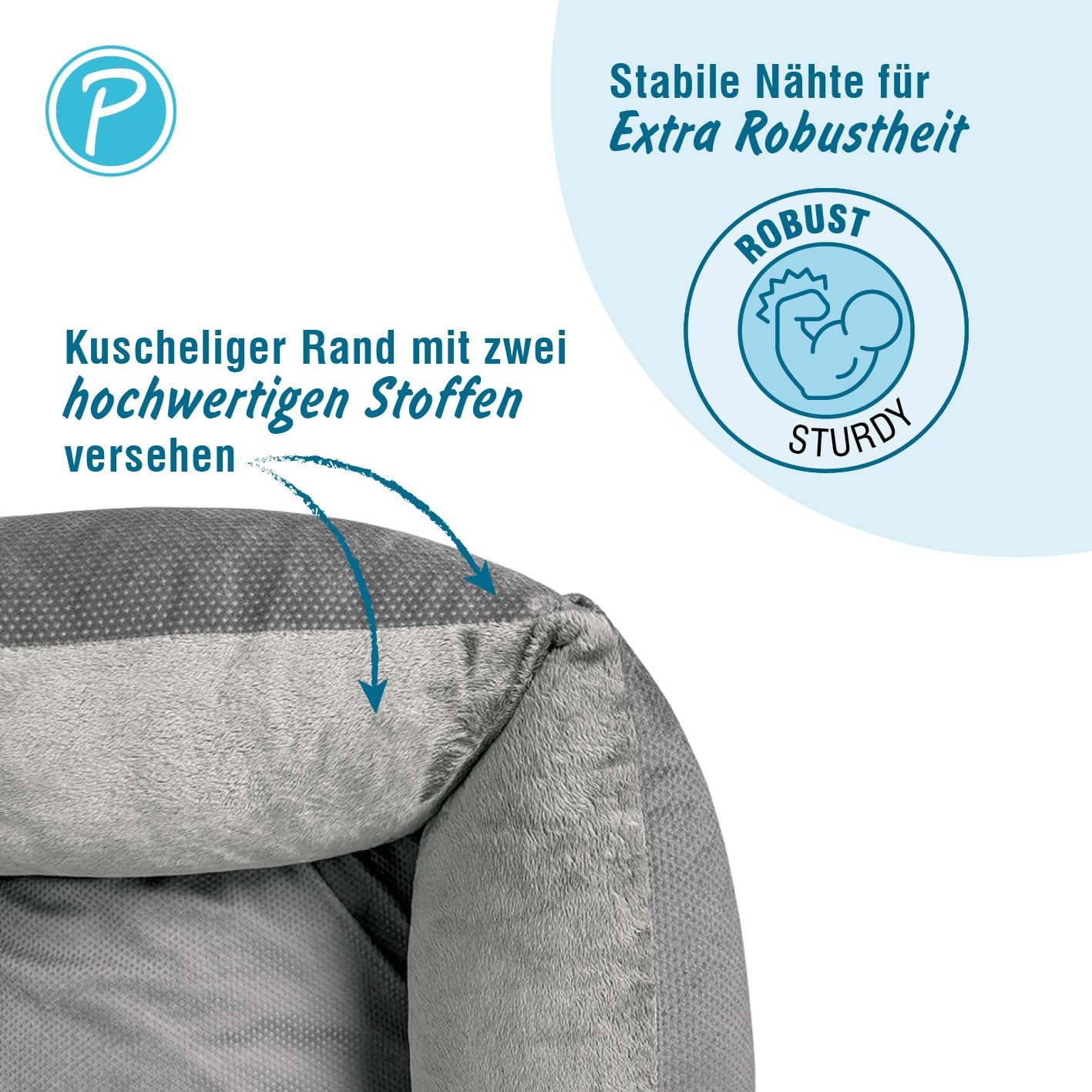 Petlando Orthopädisches Hundebett Like Ortho Lucy, Grau, M, L95xB60xH25cm | Für mittelgroße Hunde, Wendekissen, Eggfoam-Matratze, ergonomisch & gelenkschonend, rutschfest, waschbarer Bezug