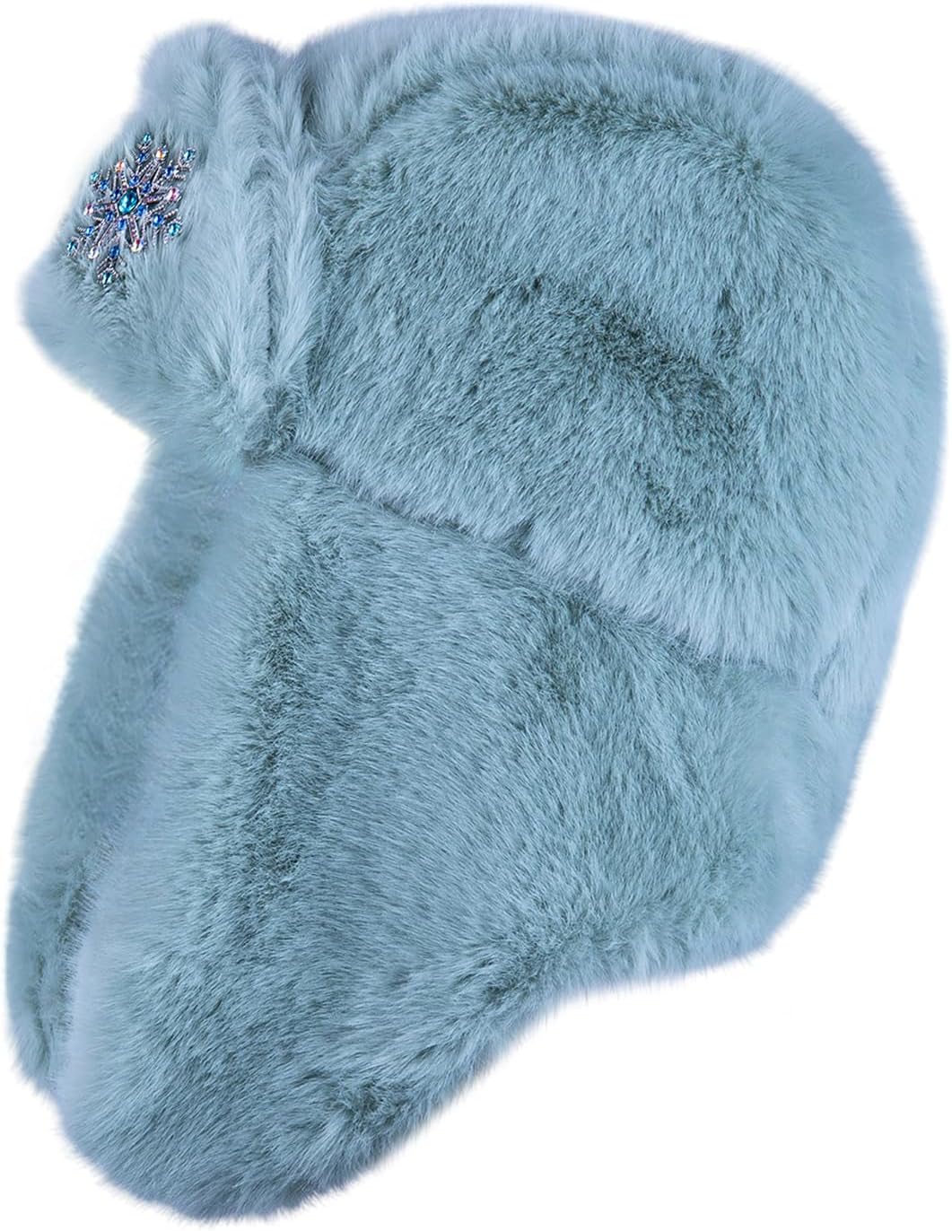 Faux Rabbit Fur Earflap Hat with Brooch, Women's Ushanka Hat with Clasp, Winter Trapper Hat for Women