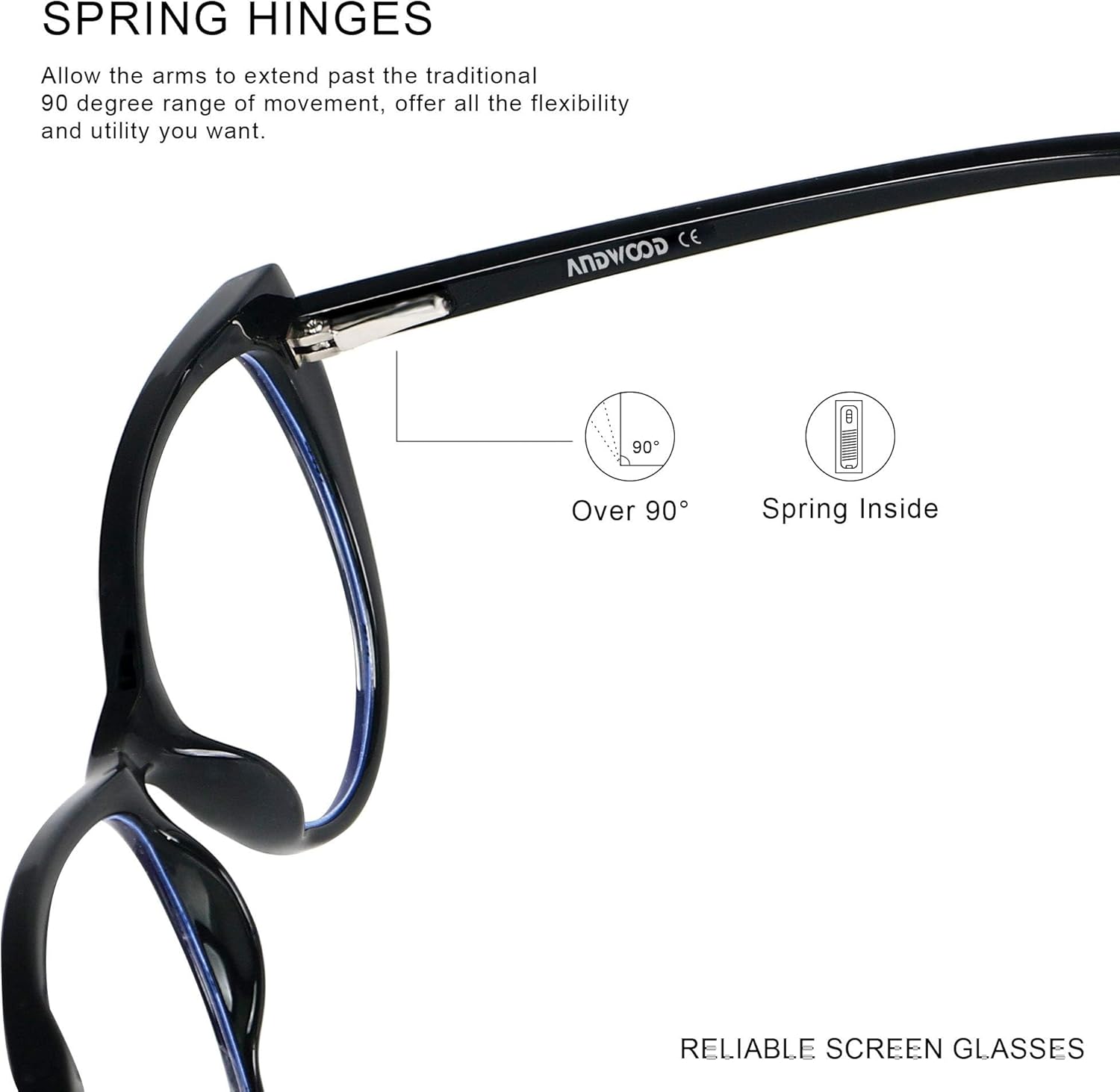 ANDWOOD Blue Light Blocking Glasses Women Bluelight Blocker Computer Cateye Clear Cat Eye Eyeglasses Frame AR003 - Image 3