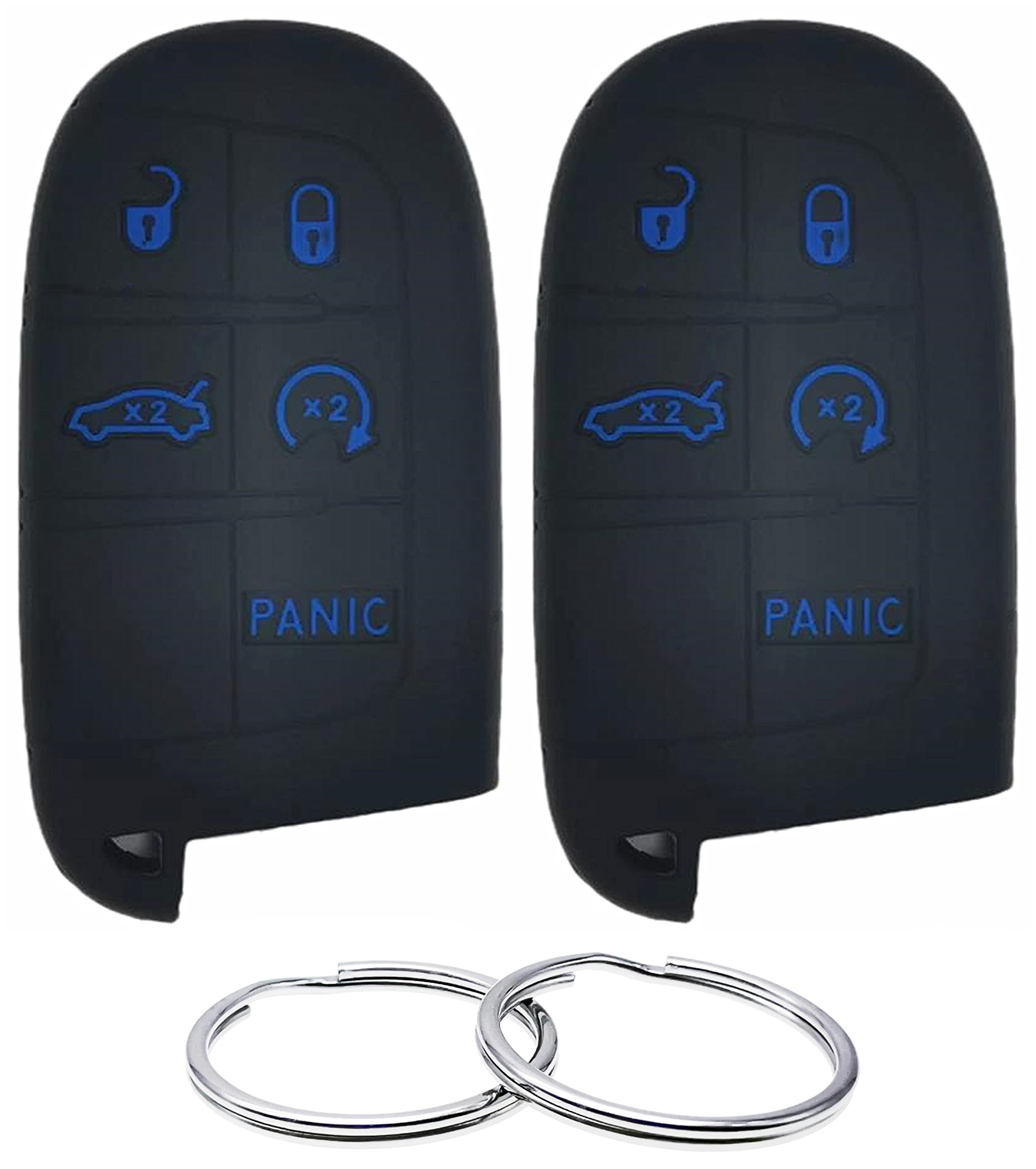 REPROTECTING Silicone Rubber Key Fob Cover Compatible with 2011-2021 Chrysler 200 300 Dodge Challenger Charger Dart Durango Journey Fiat 500 L X Jeep Cherokee Compass Grand Renegade (Black Black)