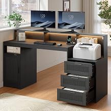 65" Home Office Desk with Drawers and Storage, Large Computer Desk