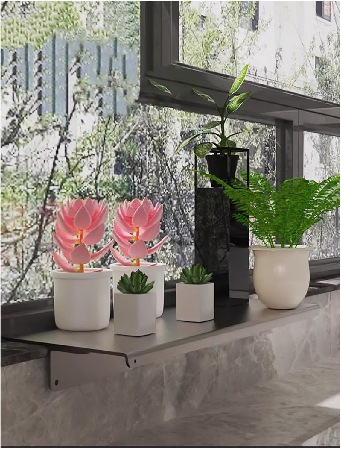 Magnetic Window Sill Extender Shelf, Carbon Steel Plant Display Rack for Kitchen, Office, Bathroom - 40x25cm (15.8x9.9) - Perfect for Indoor Gardening