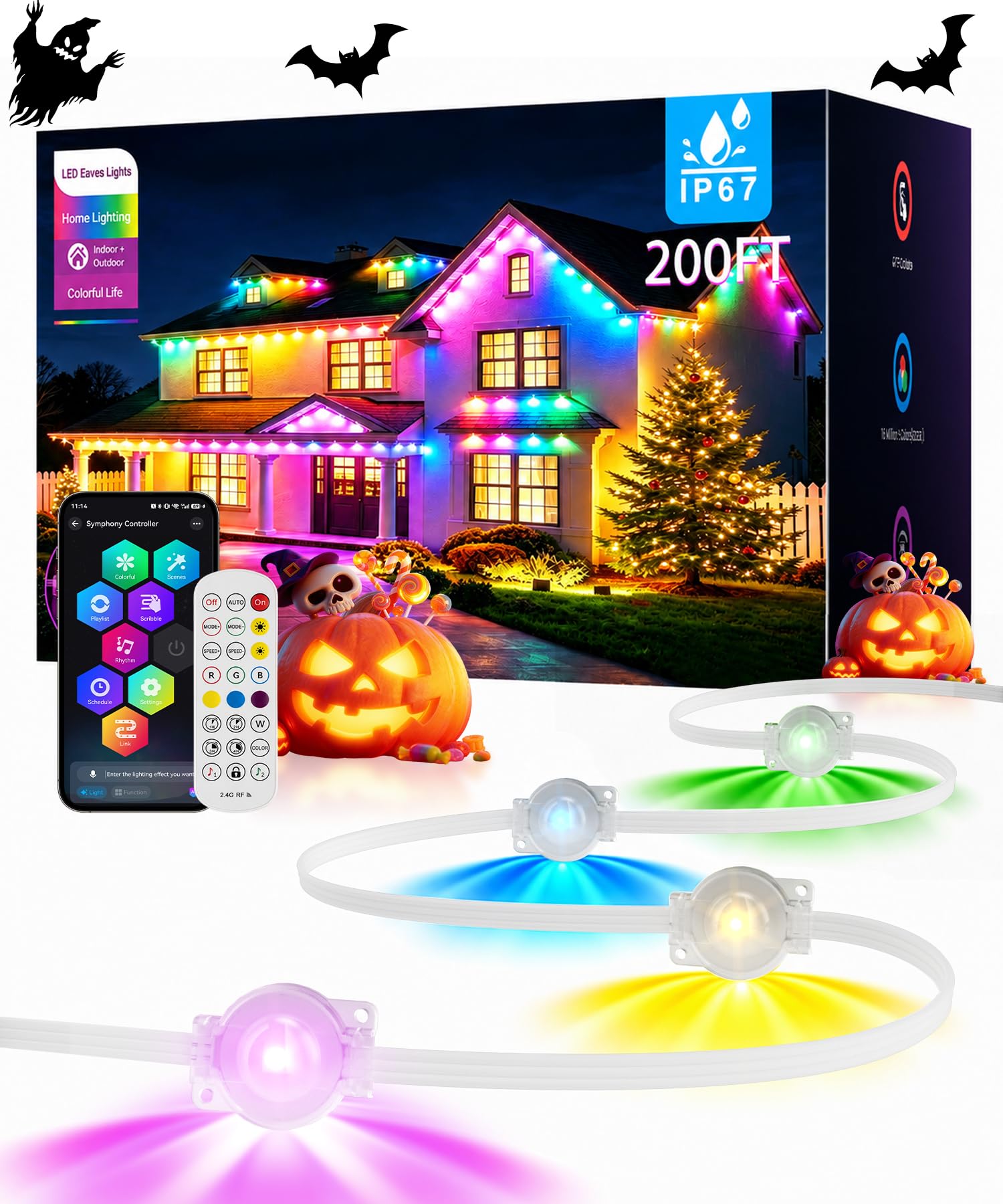 Photo 1 of AMANEER 200ft RGB Outdoor String Lights