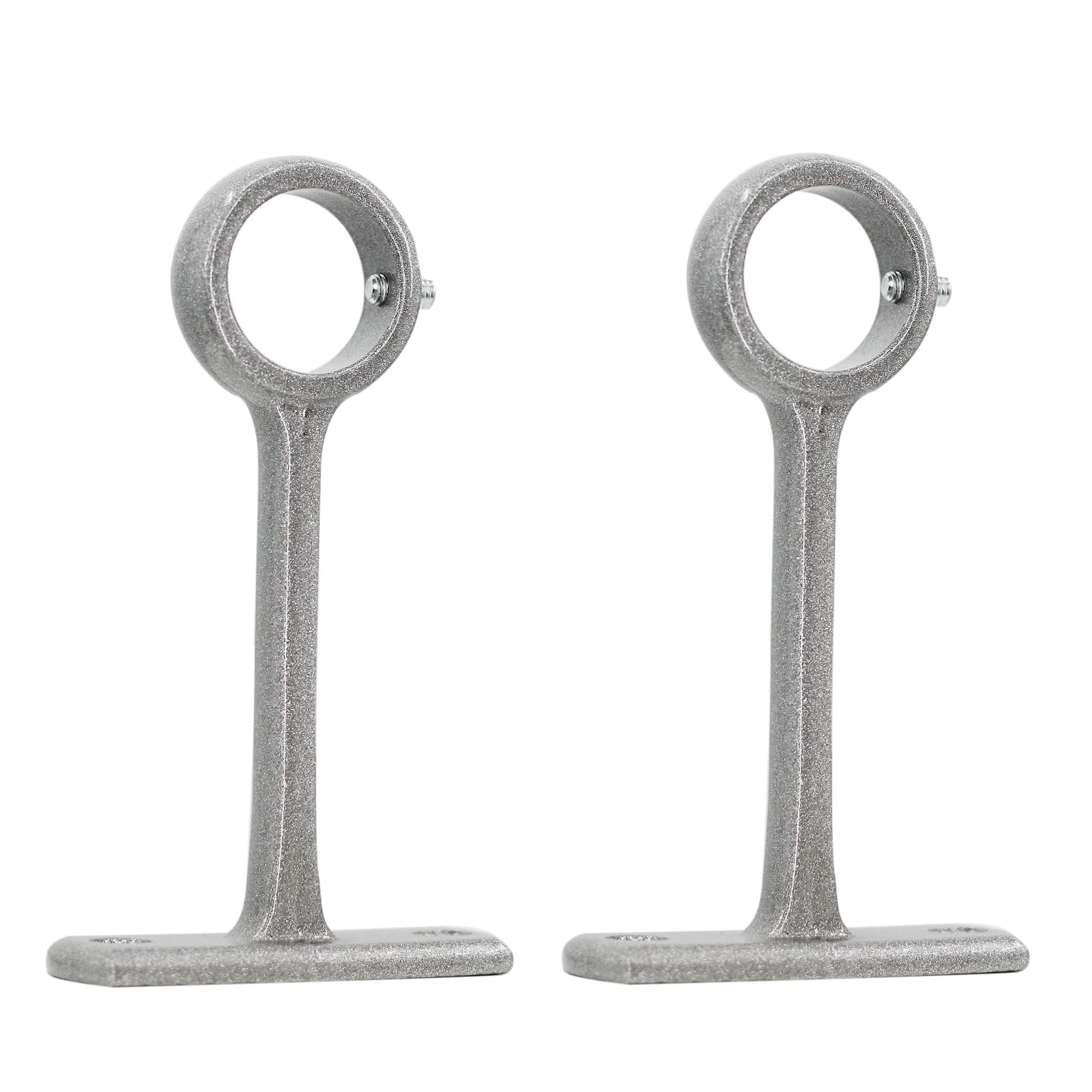 Curtain Rod Bracket Set of 2 Curtain Rod Holder Single Hole Curtain Rod Hooks for Wall Heavy Duty Curtain Drapery Rods (Silver)