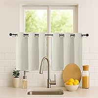 Vista 244 de Simplebrand Juego de 2 paneles de cenefa aguamarina para ventana de cocina de 14 pulgadas de largo, cortinas de oscurecimiento de habitación