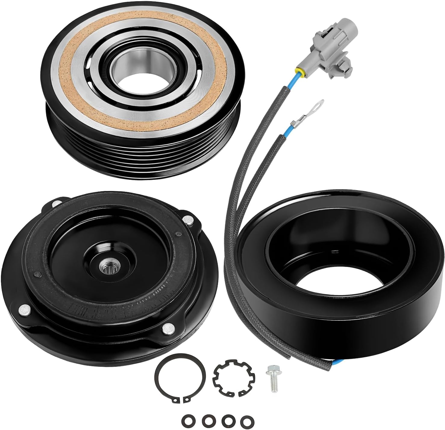 SCITOO AC Compressor Clutch for BMW 128i 3.0L for 228i for 320i for 328d xDrive for 328i for 428i for 528i 2.0L for 535d 3.0L for 740Ld xDrive 3.0L for X5 3.0L 2012-2018(64529216466 64529330825)