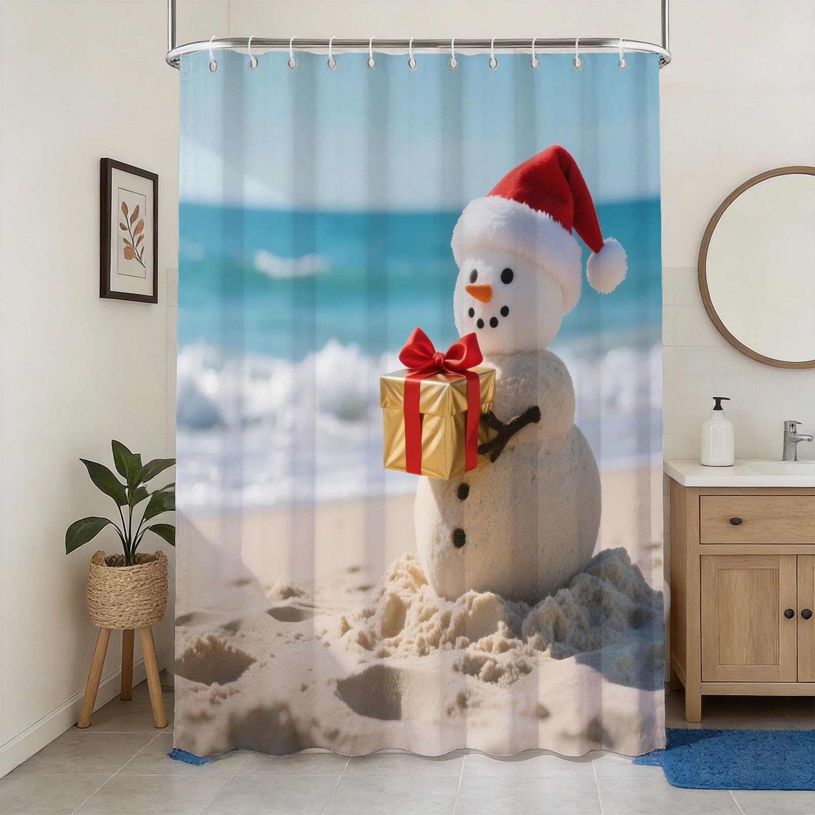 Rideau de douche noël 200x200 pour une salle de bain de fête en polyester imperméable