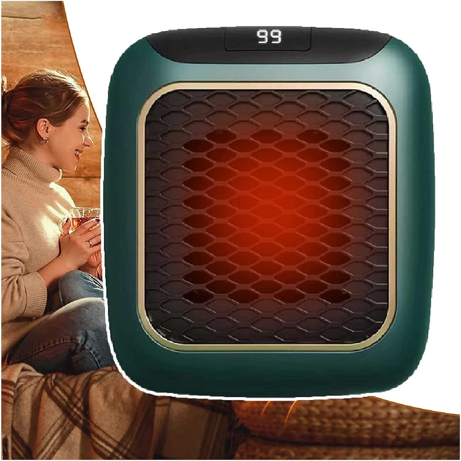 SpaceSaving Wall Outlet Heater, 800 W Socket Mini Electric Air Heater, Wall Outlet Personal