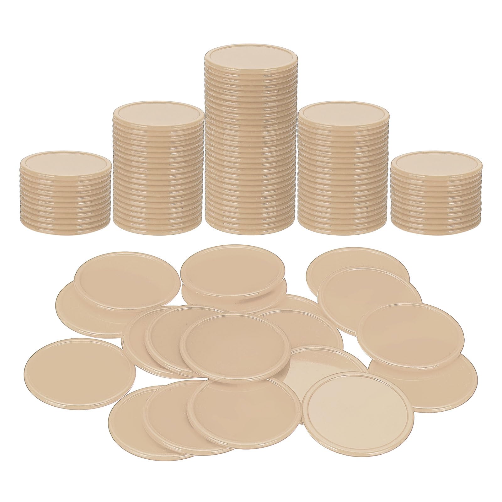 sourcing map 50Pcs 1.5 Inch Plastic Poker Chips, Mini Bingo Chips Learning Counters Counting Counters Disks Markers Opaque Game Tokens for Game Play Math Counting, Khaki