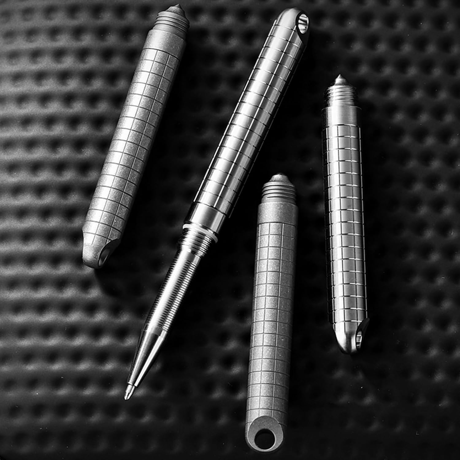 Hamans Mini Ballpoint Pen Titanium Pocket Pen 2.87" Spiral Rotating Pen Cover Lightweight Compact Size for Everyday Carry (Grey)