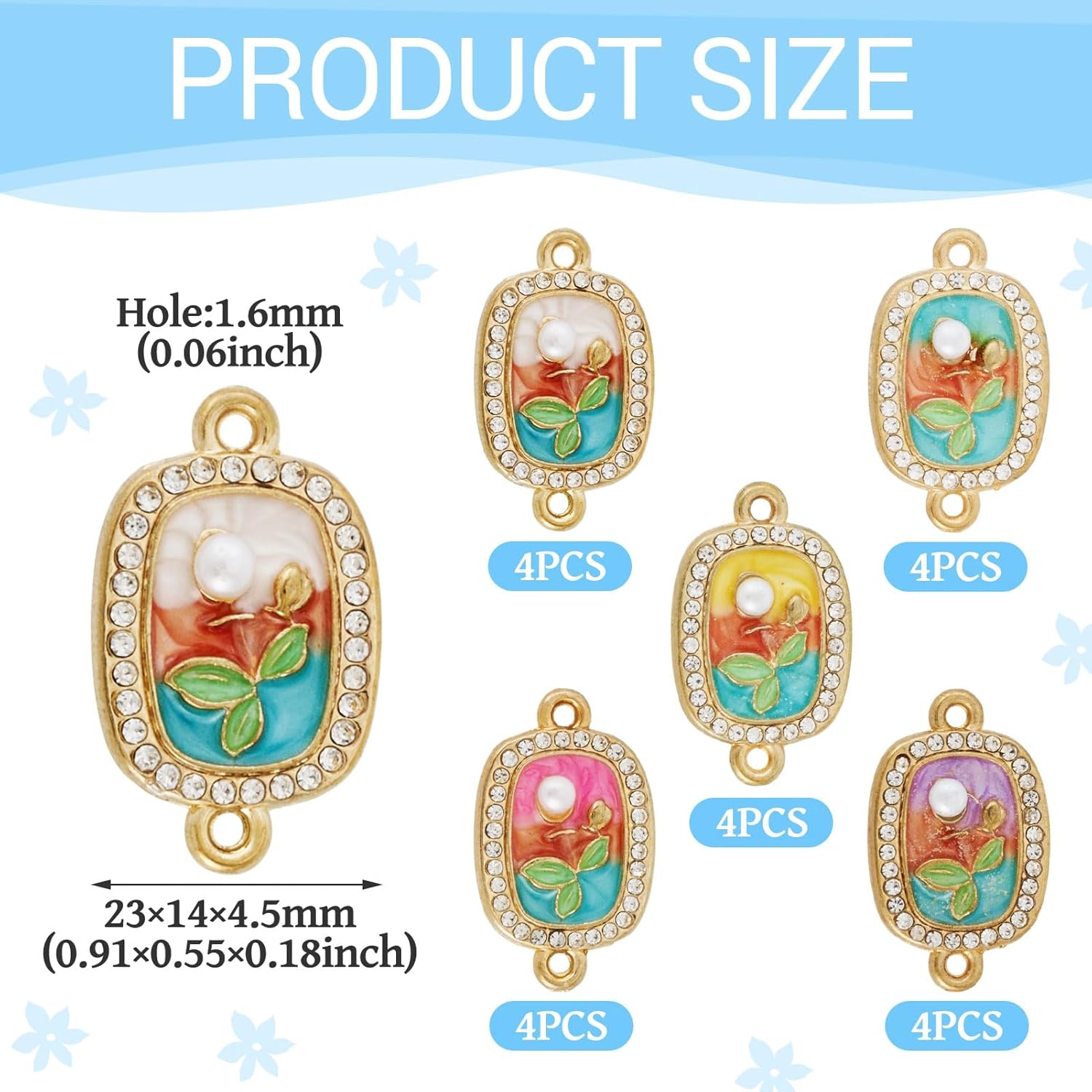 Craftdady Enamel Connector Charms Oil Painting Charm Rectangle Links for DIY Crafts Necklace Bracelets Jewelry Making - Image 2