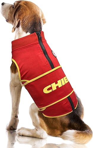 NFL Kansas City Chiefs - Chaleco calmante para la ansiedad para perros, gatos con ansiedad, miedos, fuegos artificiales, ruidos fuertes, oscuro,