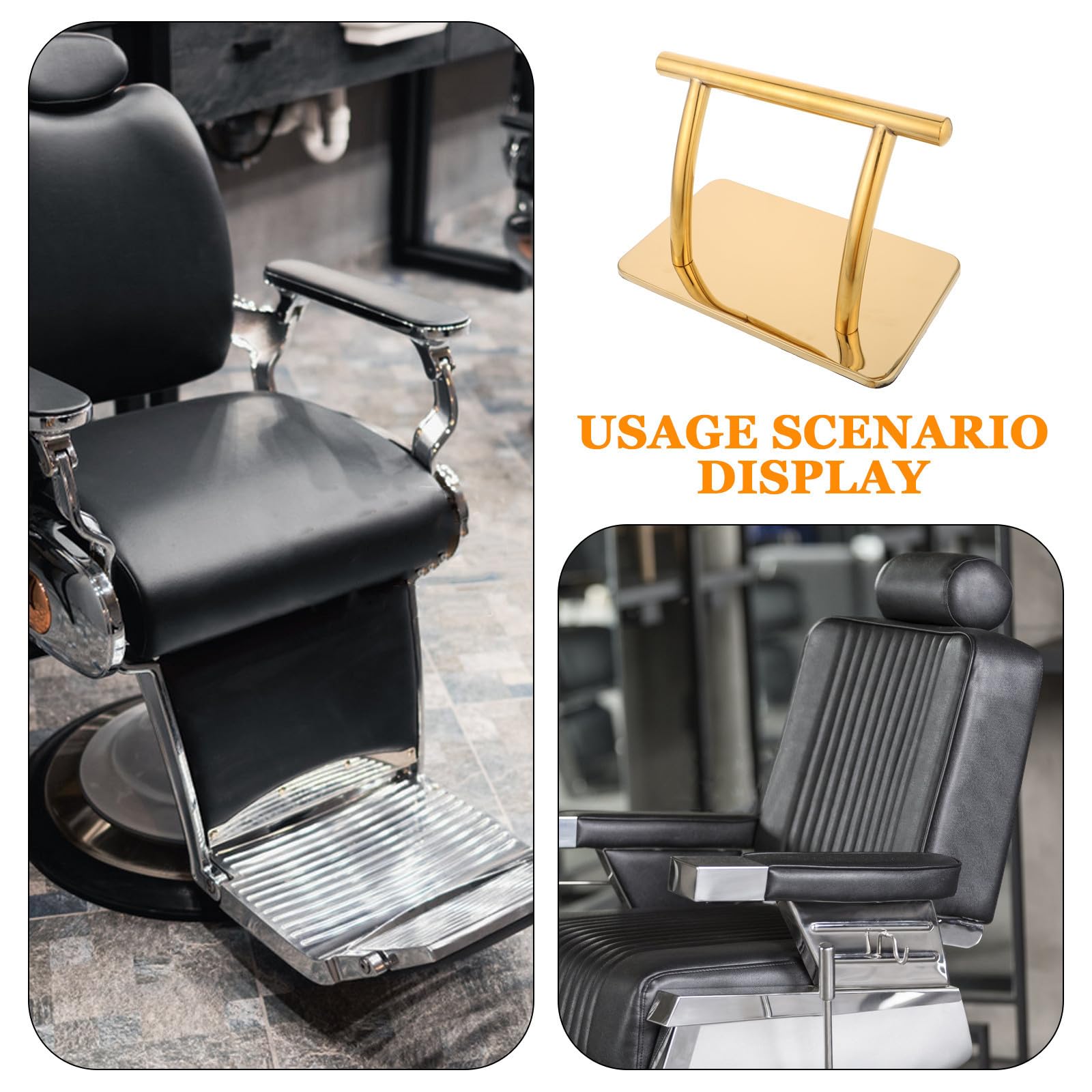 SHINEOFI Reposapiés de Repuesto para Silla de Peluquería Reposapiés para Silla de Salón Metal Dorado Fácil Instalación Uso Profesional