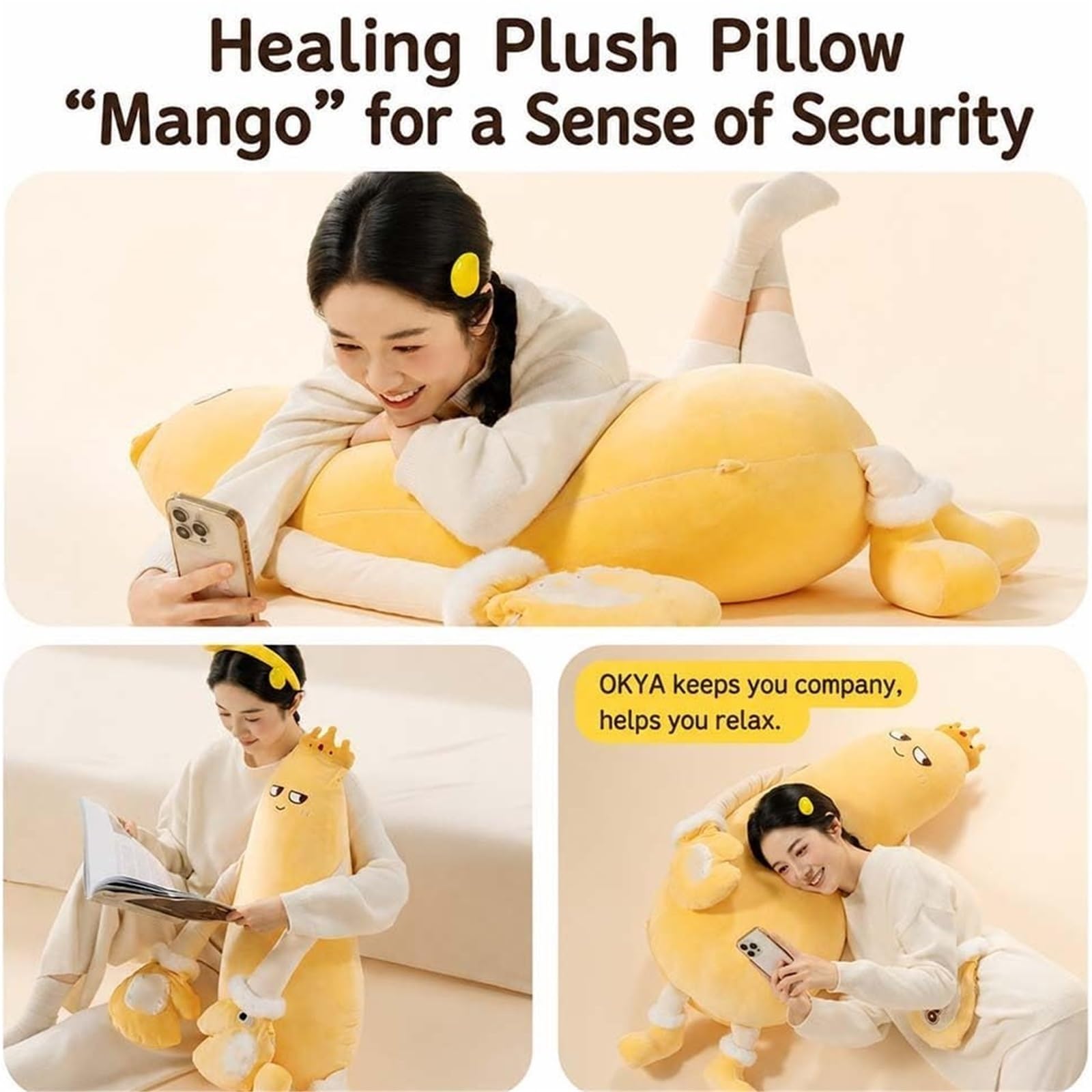Cuscino Da Abbraccio In Peluche A Forma Di Mango Cuscino in peluche di mango con braccia che accarezzano, cuscino decorativo a corpo lungo for divano camera da letto(Bluetooth Version,47.24 inches)