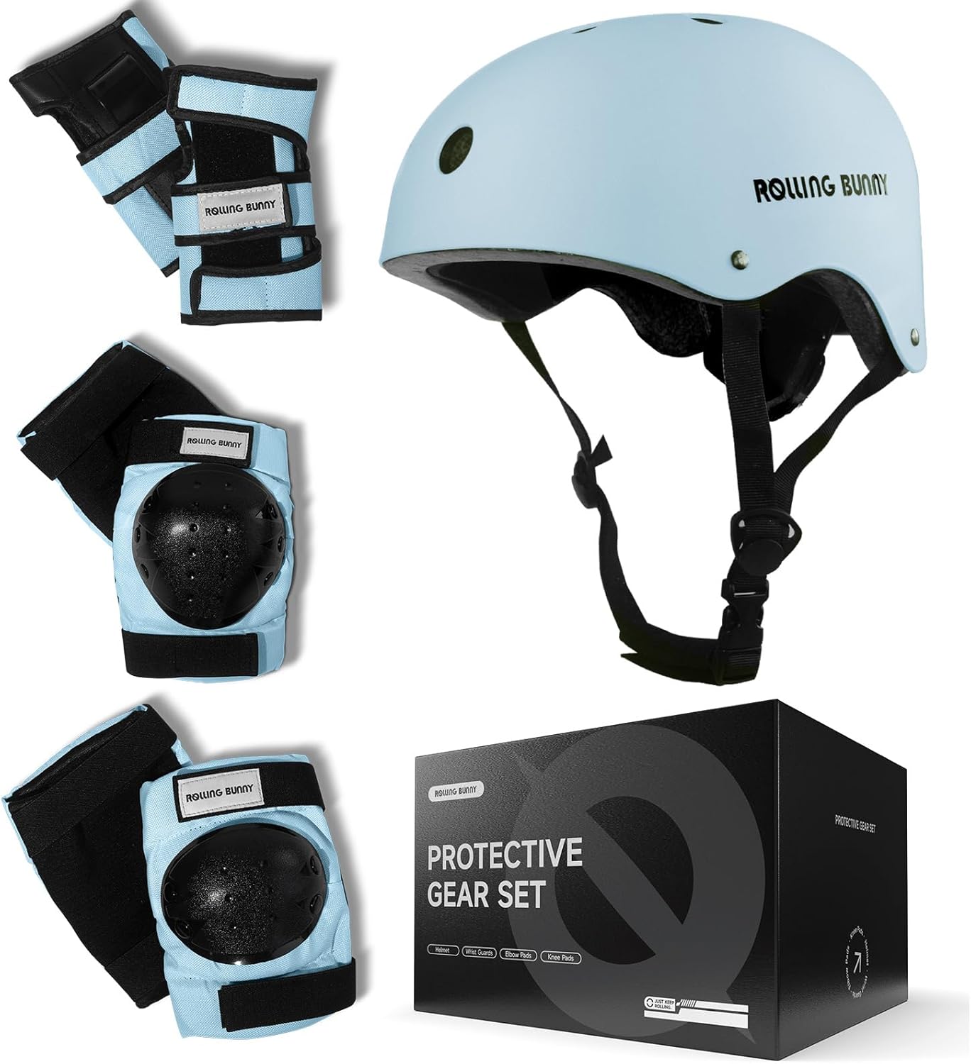Skating Protective Gear Set for Adults & Youth - Helmet, Knee Pads, Elbow Pads & Wrist Guards for Inline Skating, Roller Skating & Skateboarding (Ages 14+)