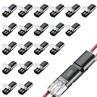 20 Pack Led Strip Lights Connectors, Double Wire Plug-in Connector Led Light Strip Connectors 2 Pin, Low Voltage Wire Connector with Locking Buckle, Fast Connector- No Wire Stripping Cutting