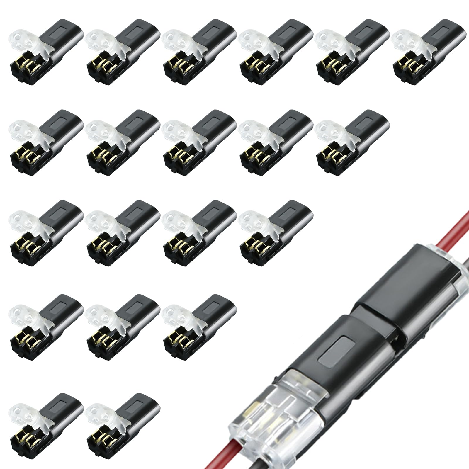 Photo 1 of 20 Pack Led Strip Lights Connectors, Double Wire Plug-in Connector Led Light Strip Connectors 2 Pin, Low Voltage Wire Connector with Locking Buckle, Fast Connector- No Wire Stripping Cutting