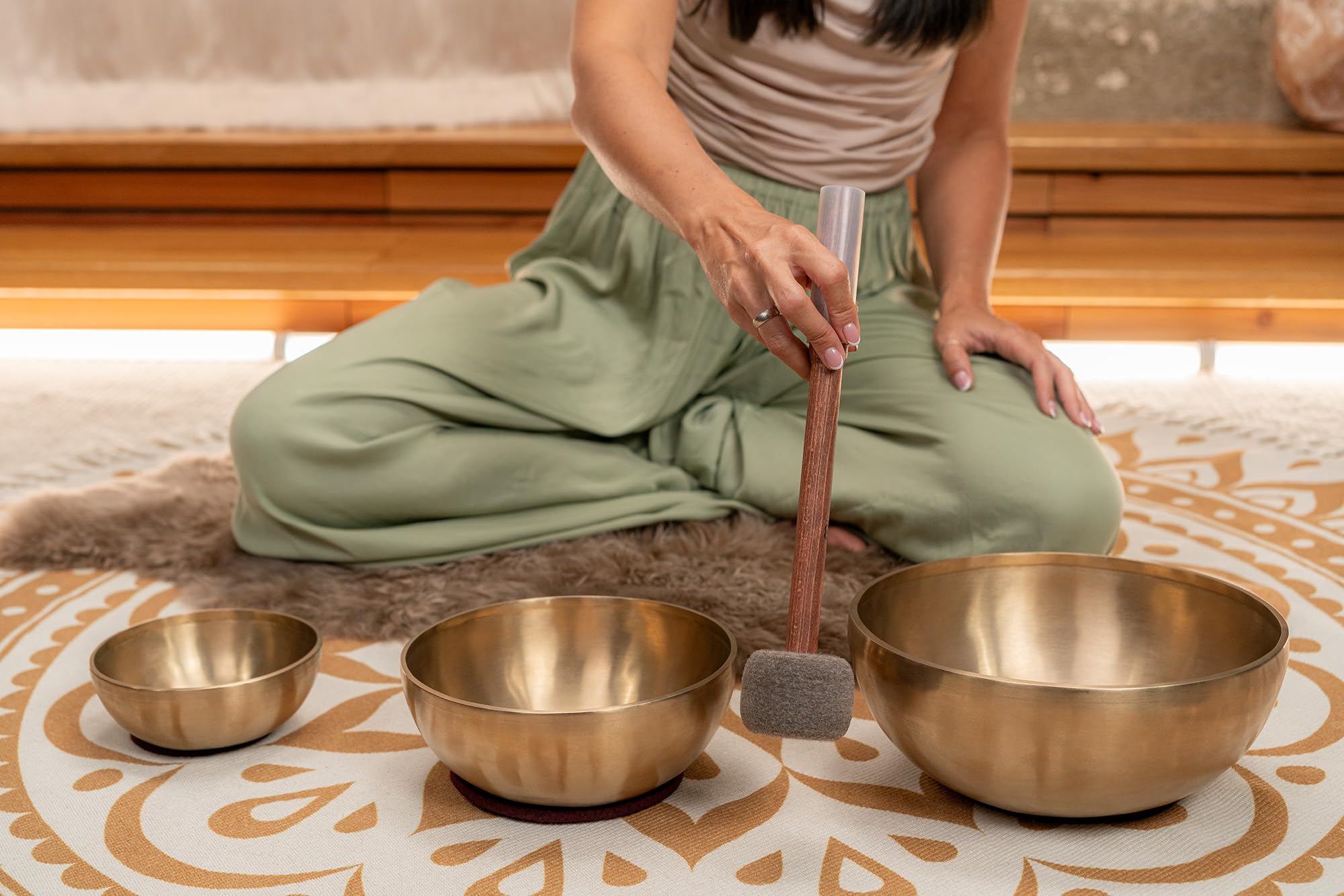 Sonic Energy Sound Bath Double Mallet, 35 cm, Filz, Silikon (SB-PDM-FS-L)