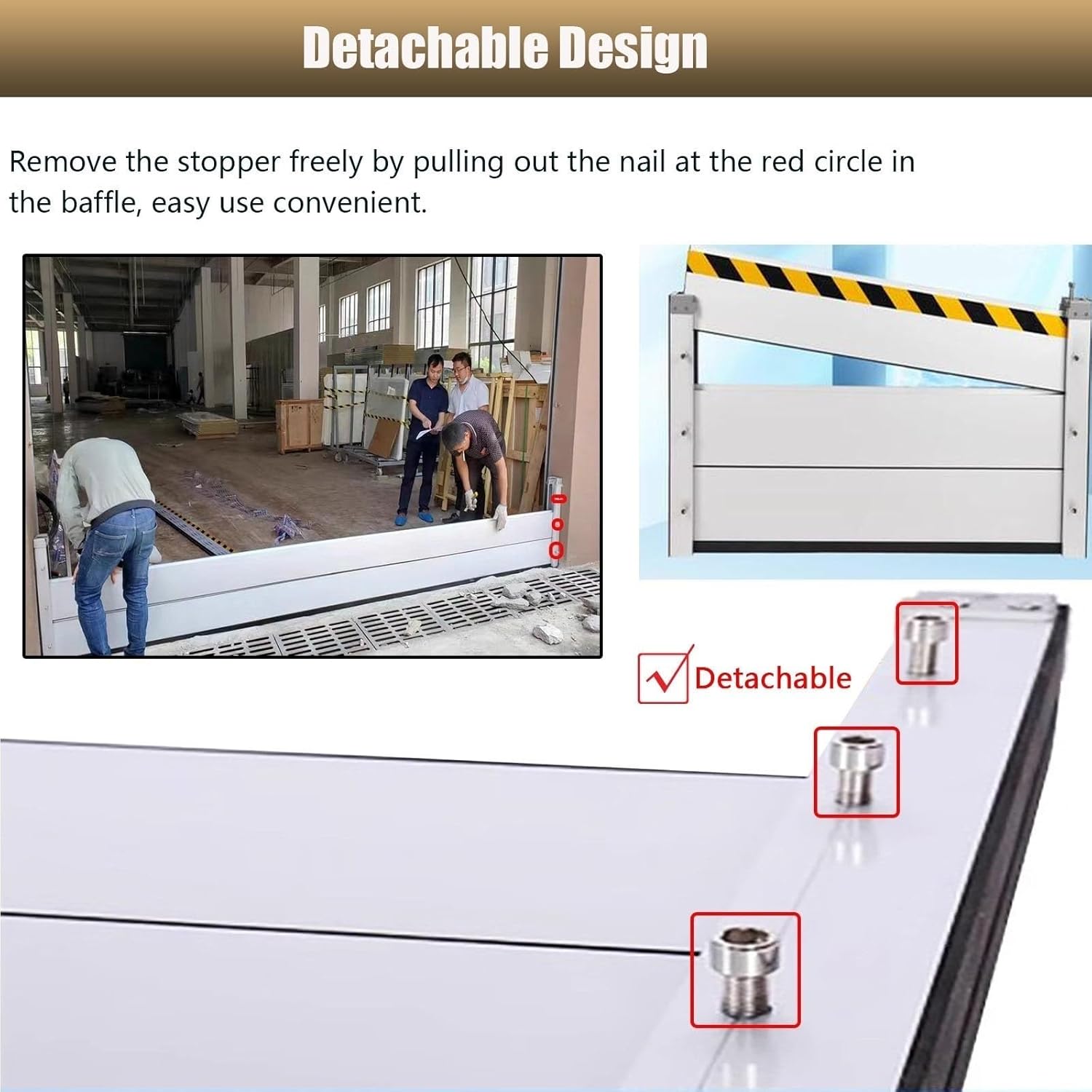 23.6 Inch Height Flood Protection Barriers for Garage Door, 40 50 60 80 100 120 150 200cm Aluminum Detachable Front Door Flood Guard, for Home Heavy Rain Water Control Flooding Hurricane (C