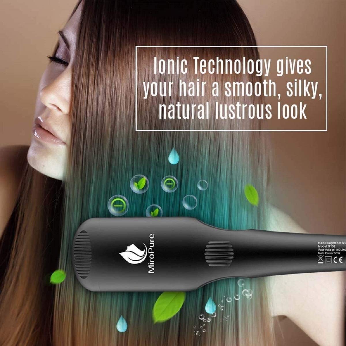 Enhanced Hair Straightener Brush by MiroPure, 2-in-1 Ionic Straightening Brush with Anti-Scald Feature, Auto Temperature Lock & Auto-Off Function (Black) : Beauty & Personal Care